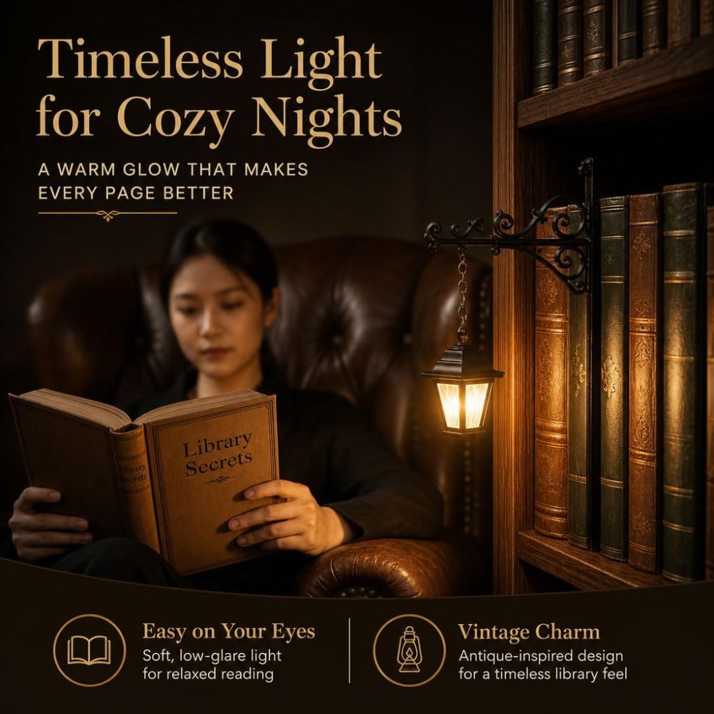 Home Office With Library - 미니 빈티지 라이브러리 랜턴 북 누크