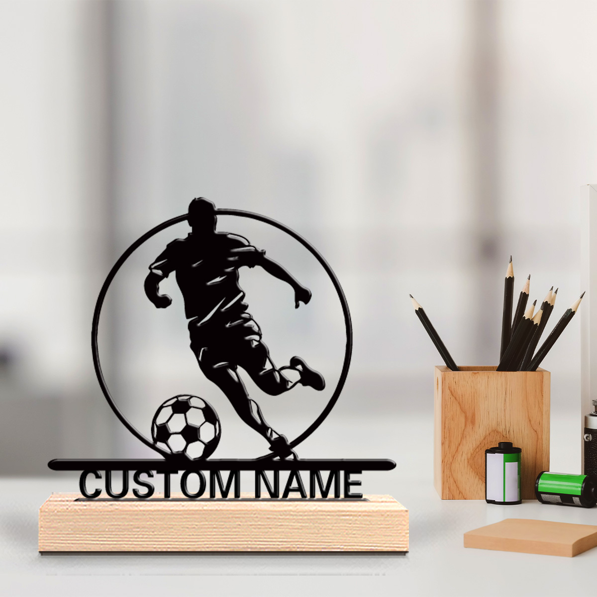 Home Office Ideas - 맞춤형 축구 선수 금속 조각상 (이름
