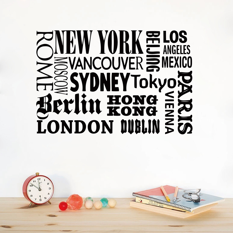 Home Office Quotes - 뉴욕 런던 파리 견적 벽 스티커,