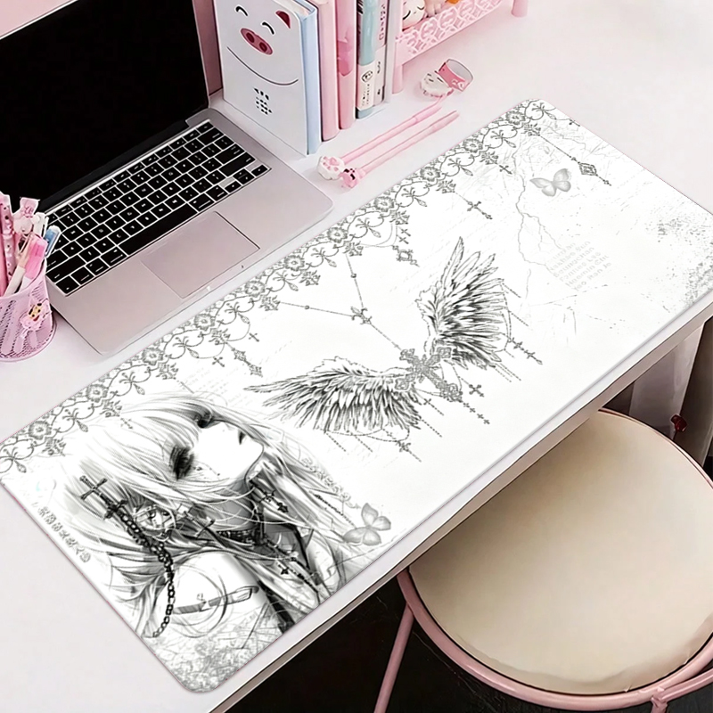 Home Office Keyboard And Mouse - 가죽 마우스 패드 블랙 화이트 애니메이션