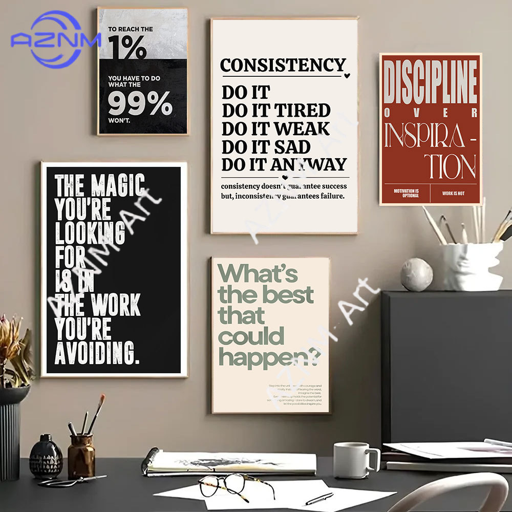 미니멀리스트 동기 부여 명언 영감을 주는 훈련 예술 포 - Home Office Quotes 리뷰 및 가격
