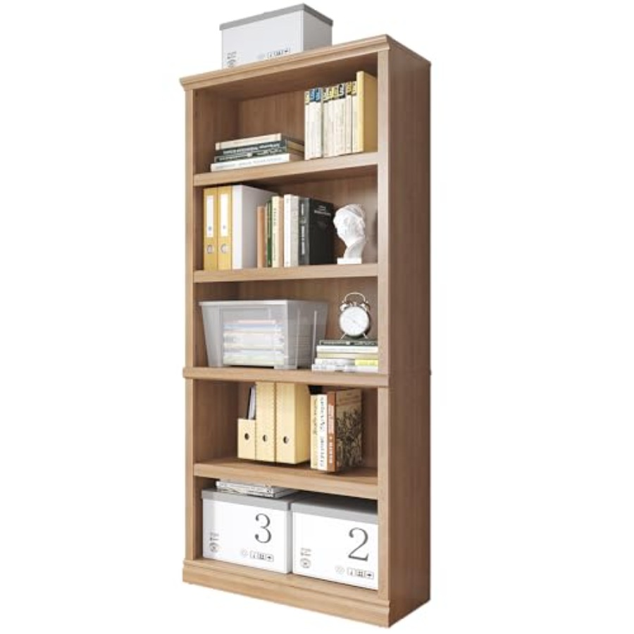 높이 70인치 화이트 오크 책장 5단 오픈 선반 수납형 - Home Office With Library 리뷰 및 가격