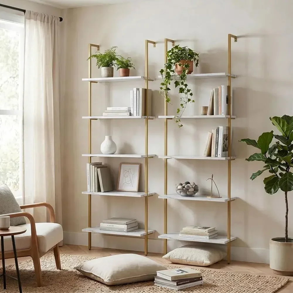 5단 화이트 대리석 벽걸이형 나무 선반 - 홈 오피스  - Home Office With Bookshelves 리뷰 및 가격
