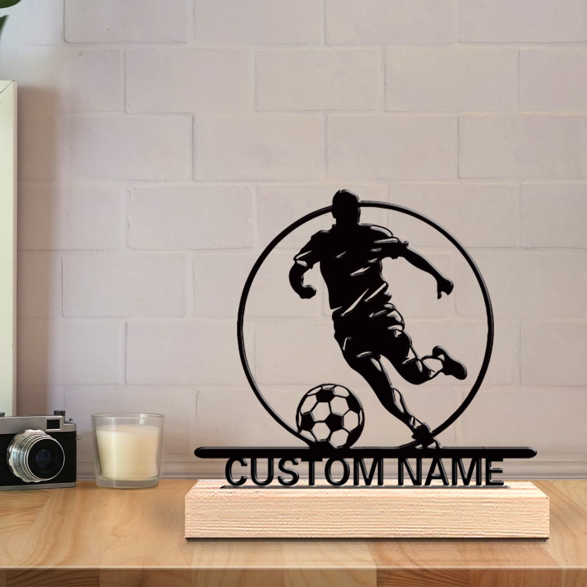 맞춤형 축구 선수 금속 조각상 (이름 포함), 나무 받 - Home Office Ideas 리뷰 및 가격
