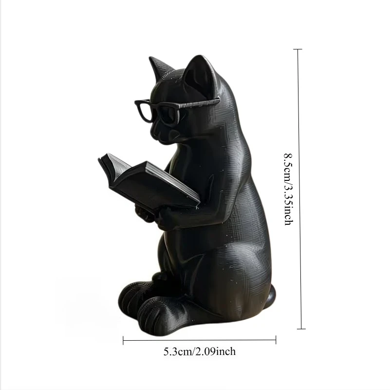 3D 프린팅 독서하는 고양이 피규어 (안경 착용) 책  - Home Office With Bookshelves 리뷰 및 가격