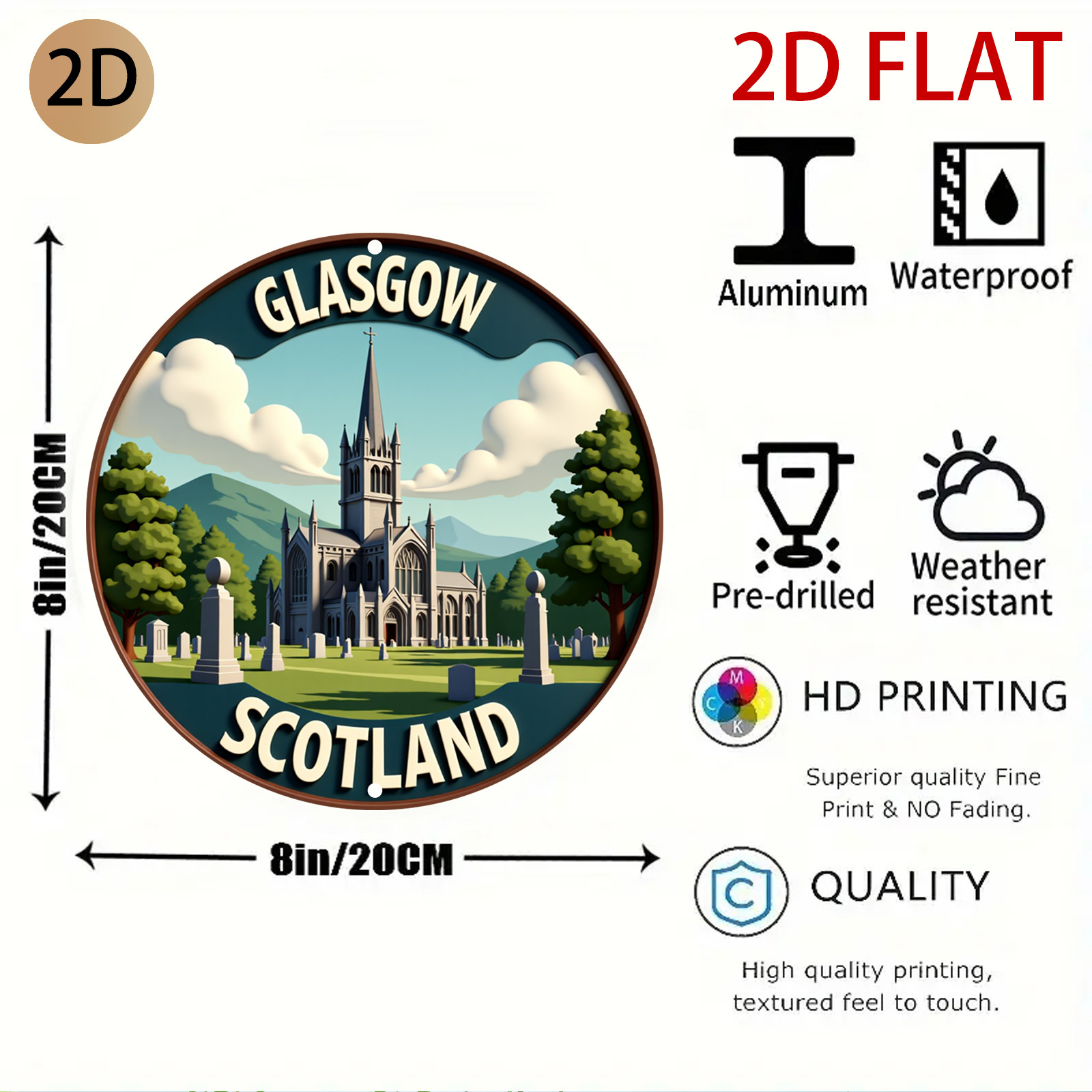 2D 평면 글래스고 스코틀랜드 대성당 일러스트레이션 빈 - Home Office In Glasgow 리뷰 및 가격