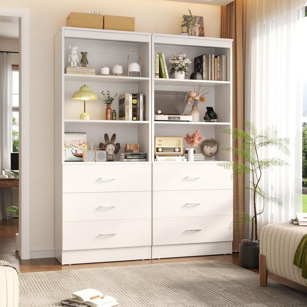 6단 화이트 원목 책장, 거실 및 홈 오피스 수납용 오 - Home Office With Bookshelves 리뷰 및 가격