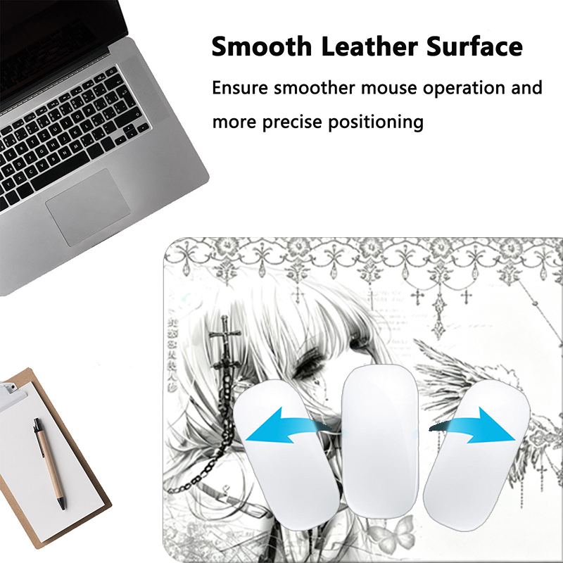 가죽 마우스 패드 블랙 화이트 애니메이션 미학 천사 소 - Home Office Keyboard And Mouse 리뷰 및 가격