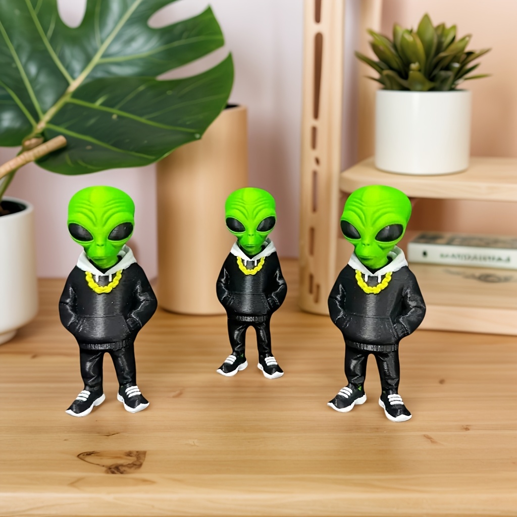 1개의 포켓 디자인의 녹색 외계인 피규어, 3D 프린팅 - Home Office With Bookshelves 리뷰 및 가격